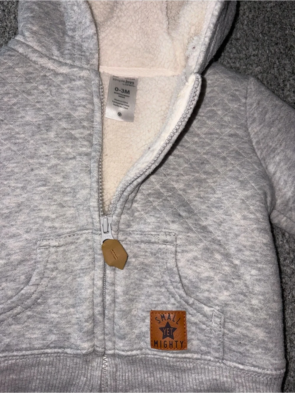 Carter's Light Gray Hooded Zip Jacket with Ears